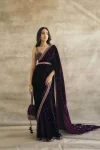 DESIGNER VELVET SEQUENCE , DORI & THREAD WORK SAREE WITH UNSTITCHED BLOUSE AND WAIST BELT PARTY WEAR WHOLESALE PRICE ETHNIC GARMENT (2)
