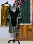 DESIGNER VELVET SEQUENCE WORK TOP BOTTOM WITH DUPATTA FESTIVE WEAR WHOLESALE PRICE ETHNIC GARMENT (7)