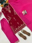 DESIGNER VELVET SEQUENCE & ZARI EMBROIDERY WORK TOP PALAZZO WITH DUPATTA WEDDING WEAR WHOLESALE PRICE ETHNIC GARMENT (2)