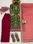 DESIGNER VELVET SEQUENCE & ZARI EMBROIDERY WORK TOP PALAZZO WITH DUPATTA WEDDING WEAR WHOLESALE PRICE ETHNIC GARMENT (2)