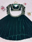 DESIGNER VELVET THREAD WITH SEQUENCE WORK LEHENGA CHOLI PARTY WEAR WHOLESALE PRICE ETHNIC GARMENT (2)