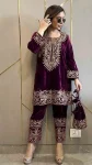 DESIGNER VELVET ZARI EMBROIDERY WORK TOP BOTTOM SET FESTIVE WEAR WHOLESALE PRICE ETHNIC GARMENT (18)