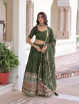 DESIGNER VICHITRA SILK SEQUENCE & THREAD EMBROIDERED WORK LEHENGA CHOLI WITH DUPATTA WEDDING WEAR WHOLESALE PRICE ETHNIC GARMENT (37)