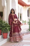 DESIGNER VICHITRA SILK SEQUENCE & THREAD EMBROIDERED WORK LEHENGA CHOLI WITH DUPATTA WEDDING WEAR WHOLESALE PRICE ETHNIC GARMENT (41)