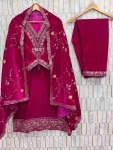 DESIGNER VISCOSE VELVET EMBROIDERY SEQUENCE WORK TOP BOTTOM WITH DUPATTA FESTIVE WEAR WHOLESALE PRICE ETHNIC GARMENT (6)