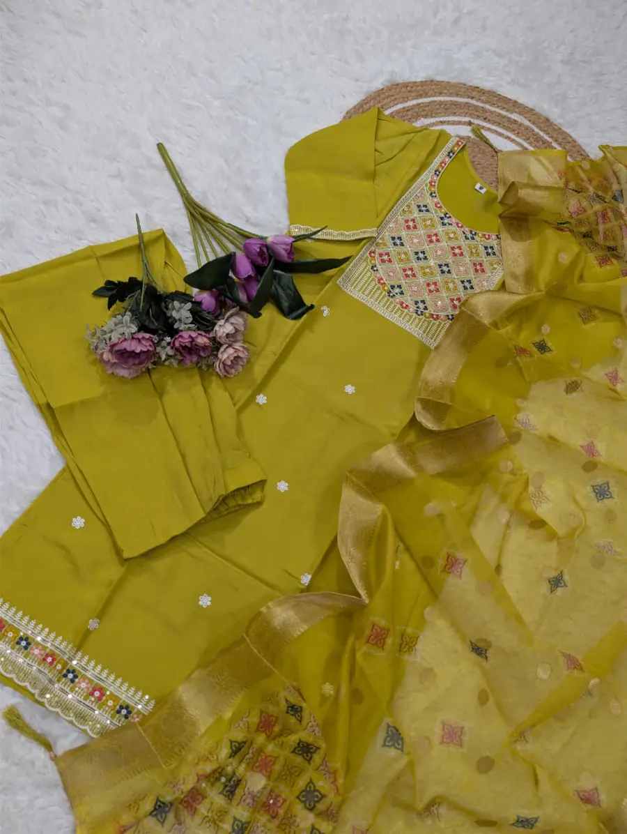 FANCY ASSAM SILK EMBROIDERY WORK TOP BOTTOM WITH DUPATTA FESTIVE WEAR WHOLESALE PRICE ETHNIC GARMENT (12)