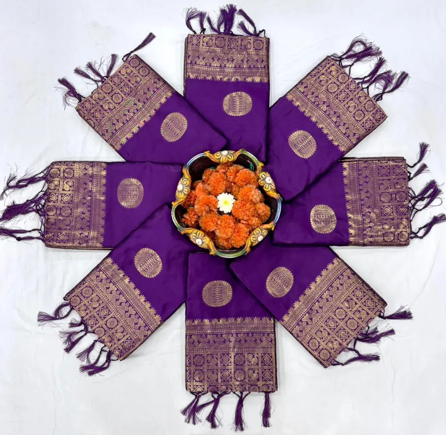 FANCY BANARASI SILK RICH PALLU & JACQUARD WORK SAREE WITH UNSTITCHED BLOUSE FESTIVE WEAR WHOLESALE PRICE ETHNIC GARMENT (1)