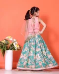 FANCY BANGLORI DIGITAL FLOWER PRINT WITH LACE BORDER WORK KID’S LEHENGA CHOLI WITH DUPATTA FESTIVE WEAR WHOLESALE PRICE ETHNIC GARMENT (11)