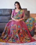 FANCY CHENT CREPE KALAMKARI PRINT WORK LEHENGA CHOLI WITH DUPATTA WINE PINK