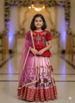 FANCY CHINON EMBROIDERY SEQUENCE WORK KID'S TOP LEHENGA WITH DUPATTA RED