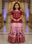 FANCY CHINON EMBROIDERY SEQUENCE WORK KID’S TOP LEHENGA WITH DUPATTA WEDDING WEAR WHOLESALE PRICE ETHNIC GARMENT (3)