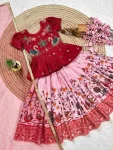 FANCY CHINON EMBROIDERY SEQUENCE WORK KID’S TOP LEHENGA WITH DUPATTA WEDDING WEAR WHOLESALE PRICE ETHNIC GARMENT (3)