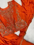 FANCY CHINON REAL MIRROR AND EMBROIDERY WORK LEHENGA SAREE WITH BLOUSE PARTY WEAR WHOLESALE PRICE ETHNIC GARMENT (5)