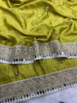 FANCY CHINON SEQUENCE AND DORI EMBROIDERY WITH MOTI AND REAL MIRRRO WORK SAREE WITH UNSTITCHED BLOUSE FESTIVE WEAR WHOLESALE PRICE ETHNIC GARMENT (2)