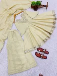 FANCY COSMOS GOLD ZARI SILK REAL MIRROR WORK LACE BORDER WORK TOP PALAZZO WITH DUPATTA WEDDING WEAR WHOLESALE PRICE ETHNIC GARMENT (9)