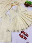 FANCY COSMOS GOLD ZARI SILK REAL MIRROR WORK LACE BORDER WORK TOP PALAZZO WITH DUPATTA WEDDING WEAR WHOLESALE PRICE ETHNIC GARMENT (9)