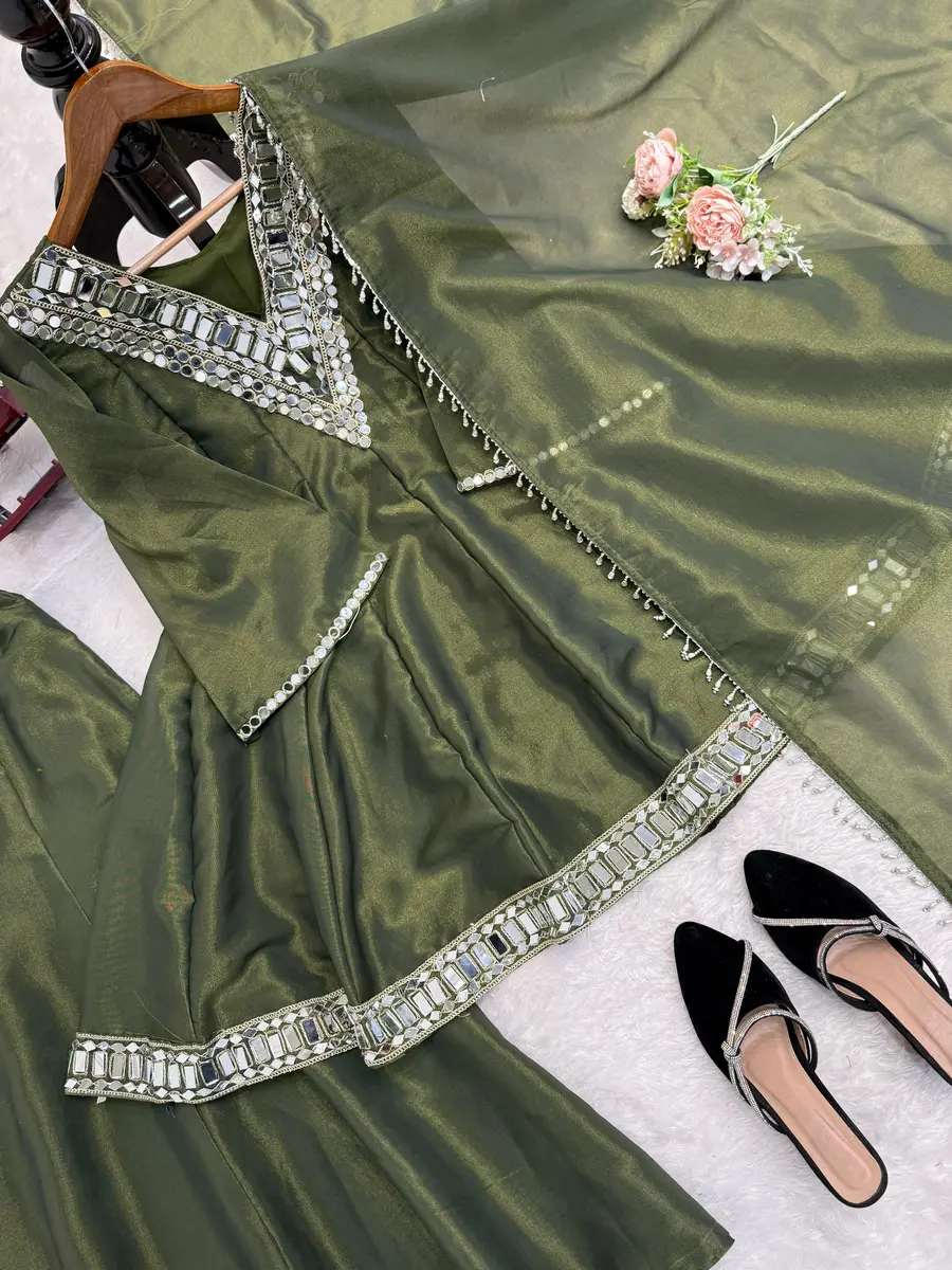 FANCY COSMOS THREAD WITH REAL MIRROR WORK TOP PALAZZO WITH DUPATTA FESTIVE WEAR WHOLESALE PRICE ETHNIC GARMENT (3)