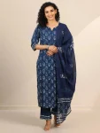 FANCY COTTON BLEND DIGITAL PRINT WORK TOP BOTTOM WITH DUPATTA  BLUE
