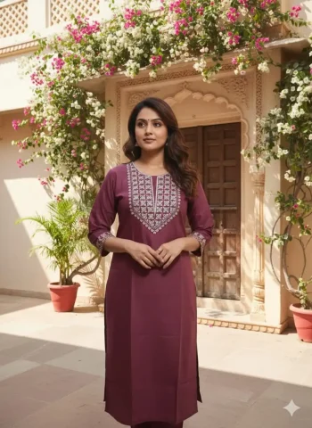 FANCY COTTON EMBROIDERY WORK TOP BOTTOM SET PEACH