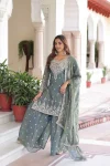 FANCY FANDY SILK CODING SEQUENCE EMBROIDERY WORK TOP PALAZZO WITH DUPATTA FESTIVE WEAR WHOLESALE PRICE ETHNIC GARMENT (3)