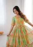 FANCY GEORGETTE DIGITAL PRINT WORK ONE PIECE DRESS CASUAL WEAR WHOLESALE PRICE ETHNIC GARMENT (8)