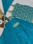 FANCY GEORGETTE EMBROIDERY AND SEQUENCE WORK WITH HANGING LATKAN WORK TOP PALAZZO WITH DUPATTA RAMA (1)
