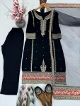 FANCY GEORGETTE EMBROIDERY CODING SEQUENCE WORK TOP BOTTOM WITH DUPATTA FESTIVE WEAR WHOLESALE PRICE ETHNIC GARMENT (2)