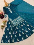 FANCY GEORGETTE EMBROIDERY SEQUENCE WORK TOP LEHENGA WITH DUPATTA WEDDING WEAR WHOLESALE PRICE ETHNIC GARMENT (5)