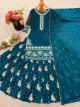FANCY GEORGETTE EMBROIDERY SEQUENCE WORK TOP LEHENGA WITH DUPATTA WEDDING WEAR WHOLESALE PRICE ETHNIC GARMENT (5)