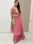 FANCY GEORGETTE EMBROIDERY SEQUENCE WORK TOP PALAZZO WITH DUPATTA BABY PINK