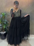 FANCY GEORGETTE HAND WORK GOWN BLACK