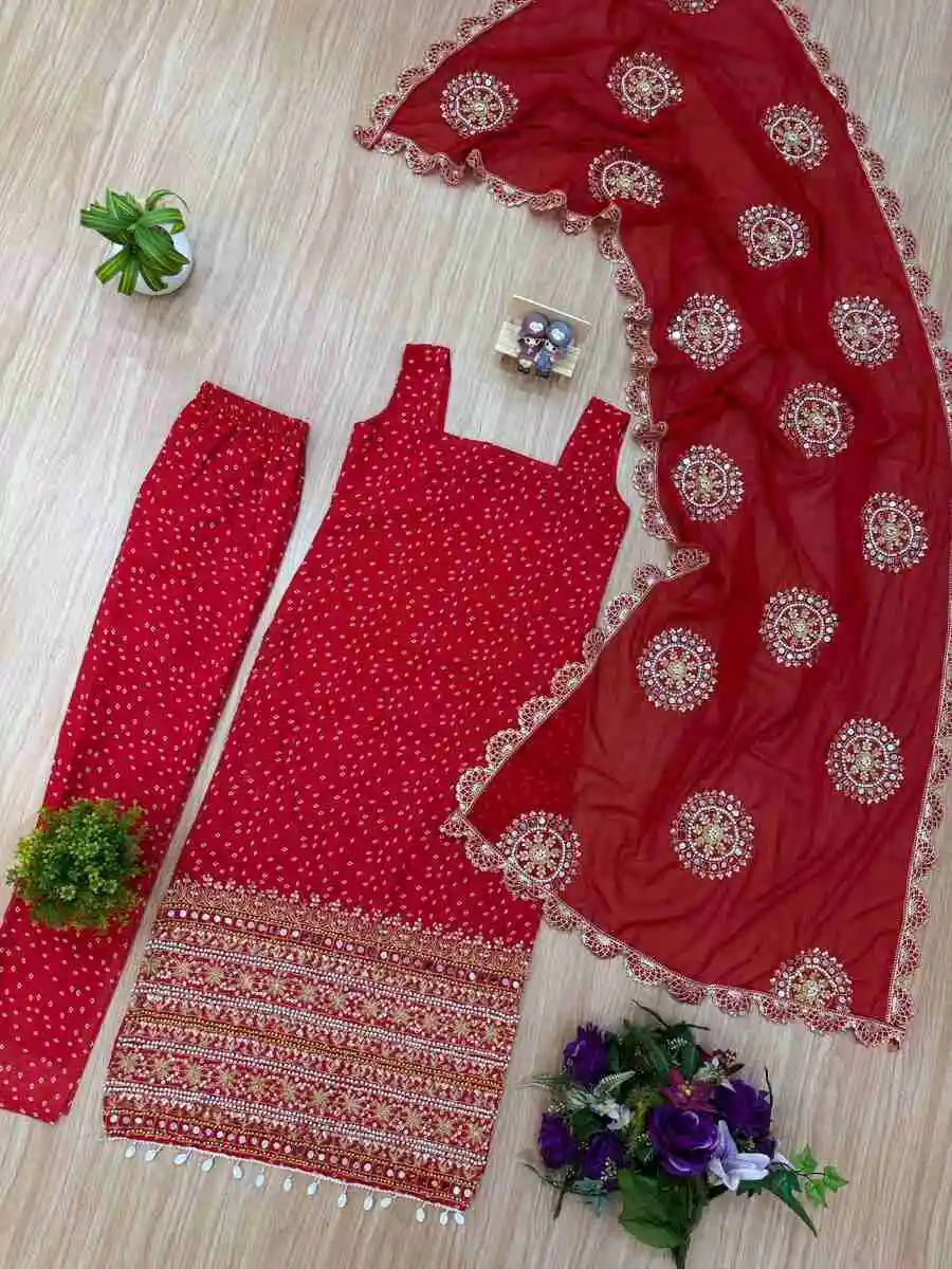 FANCY GEORGETTE PEARL MOTI & REAL MIRROR HAND WORK WITH EMBROIDERY WORK TOP BOTTOM WITH DUPATTA PARTY WEAR WHOLESALE PRICE ETHNIC GARMENT (28)