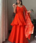 FANCY GEORGETTE THREAD WITH SEQUENCE WORK TOP PALAZZO WITH DUPATTA FESTIVE WEAR WHOLESALE PRICE ETHNIC GARMENT (3)