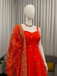 FANCY GEORGETTE THREAD WITH SEQUENCE WORK TOP PALAZZO WITH DUPATTA FESTIVE WEAR WHOLESALE PRICE ETHNIC GARMENT (3)