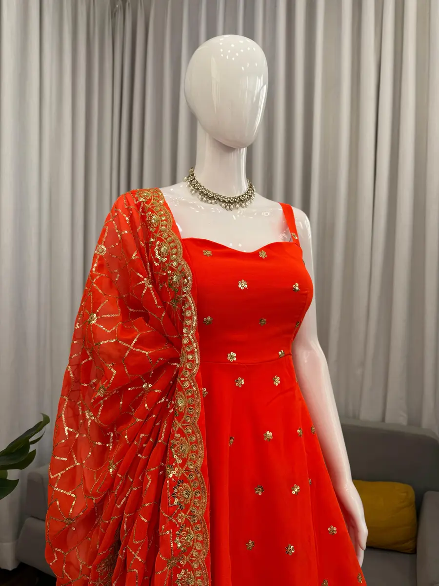 FANCY GEORGETTE THREAD WITH SEQUENCE WORK TOP PALAZZO WITH DUPATTA FESTIVE WEAR WHOLESALE PRICE ETHNIC GARMENT (6)