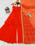 FANCY GEORGETTE THREAD WITH SEQUENCE WORK TOP PALAZZO WITH DUPATTA FESTIVE WEAR WHOLESALE PRICE ETHNIC GARMENT (3)