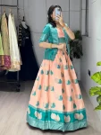 FANCY JACQUARD SILK WEAVING WITH CONTRAST BORDER WORK LEHENGA CHOLI WITH DUPATTA WEDDING WEAR WHOLESALE PRICE ETHNIC GARMENT (15)