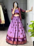 FANCY JACQUARD SILK WEAVING WITH CONTRAST BORDER WORK LEHENGA CHOLI WITH DUPATTA WEDDING WEAR WHOLESALE PRICE ETHNIC GARMENT (7)