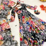 FANCY ORGANZA TABBY SILK DIGITAL PRINT WORK ANARKALI BOTTOM WITH DUPATTA FESTIVE WEAR WHOLESALE PRICE ETHNIC GARMENT (7)