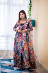 FANCY ORGANZA TABBY SILK DIGITAL PRINT WORK ANARKALI BOTTOM WITH DUPATTA MULTI