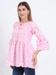 FANCY POLY RAYON DIGITAL PRINT WORK ONLY TOP BABY PINK