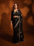 FANCY RANGOLI SILK ZARI THREAD WITH SEQUENCE EMBROIDERY WORK WITH CUT BORDER WORK SAREE WITH UNSTITCHED BLOUSE BLACK