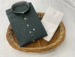 FANCY RAYON EMBROIDERY SEQUENCE WORK MEN'S KURTA PAYJAMA GREY