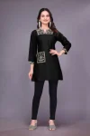 31FANCY RAYON EMBROIDERY WORK SHORT KURTI  BLACK