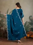 FANCY ROMAN SILK EMBROIDERY WORK TOP BOTTOM WITH DUPATTA FESTIVE WEAR WHOLESALE PRICE ETHNIC GARMENT (7)