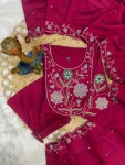 FANCY ROMAN SILK MULTI EMBROIDERY THREAD WITH HAND WORK TOP BOTTOM WITH DUPATTA FESTIVE WEAR WHOLESALE PRICE ETHNIC GARMENT (8)