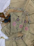 FANCY ROMAN SILK MULTI EMBROIDERY THREAD WITH HAND WORK TOP BOTTOM WITH DUPATTA FESTIVE WEAR WHOLESALE PRICE ETHNIC GARMENT (14)