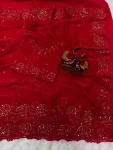FANCY SPACE SILK BEAUTIFUL SEQUANCE AND THREAD EMBROIDERY WORK SAREE WITH UNSTITCHED BLOUSE PARTY WEAR WHOLESALE PRICE ETHNIC GARMENT (7)