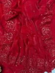 FANCY SPACE SILK BEAUTIFUL SEQUANCE AND THREAD EMBROIDERY WORK SAREE WITH UNSTITCHED BLOUSE RED