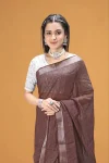 FANCY TISSUE SILK WEAVING WORK SAREE WITH UNSTITCHED BLOUSE FESTIVE WEAR WHOLESALE PRICE ETHNIC GARMENT (15)